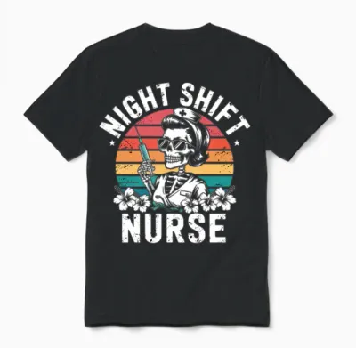 Night Shift Nurse Retro Unisex T-Shirt - Black