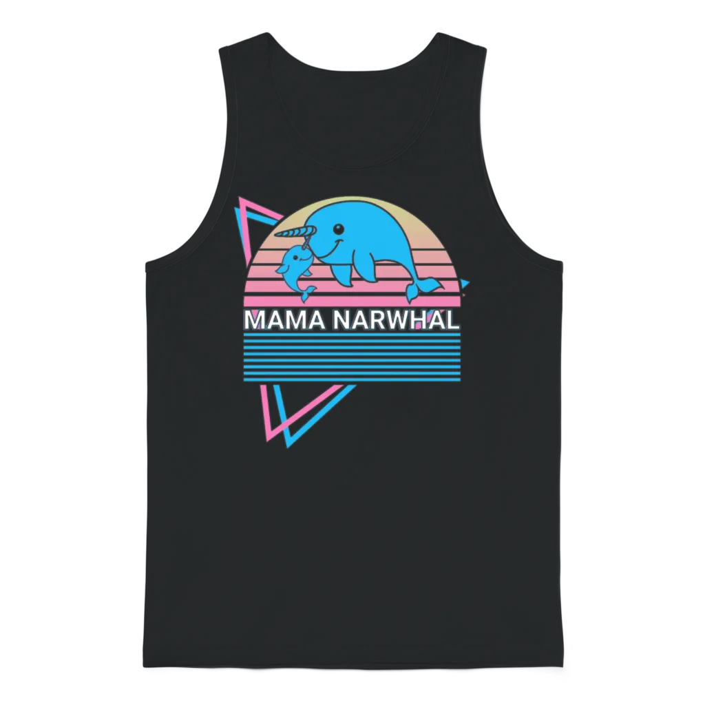 Narwhal Mama Retro โ Mom Gift Unisex Tank Top - Black