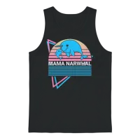 Narwhal Mama Retro — Mom Gift Unisex Tank Top - Black – 1
