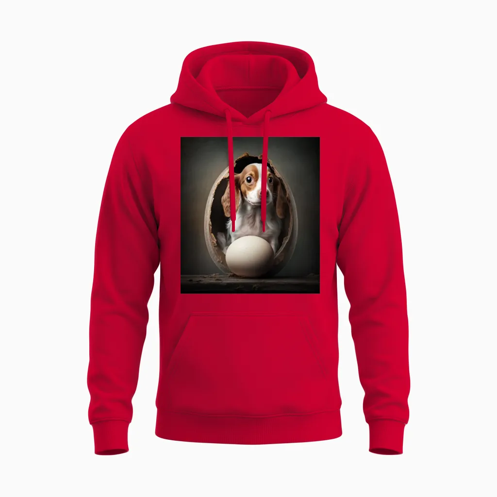 Dog in the Egg Dog in the Egg Dog in the Egg Unisex Hoodie in Red