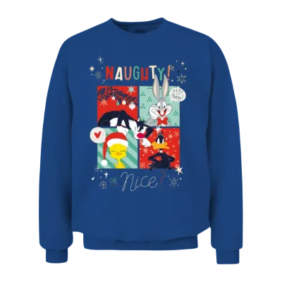 Looney Tunes Naughty or Nice Christmas Unisex Sweatshirt - Royal