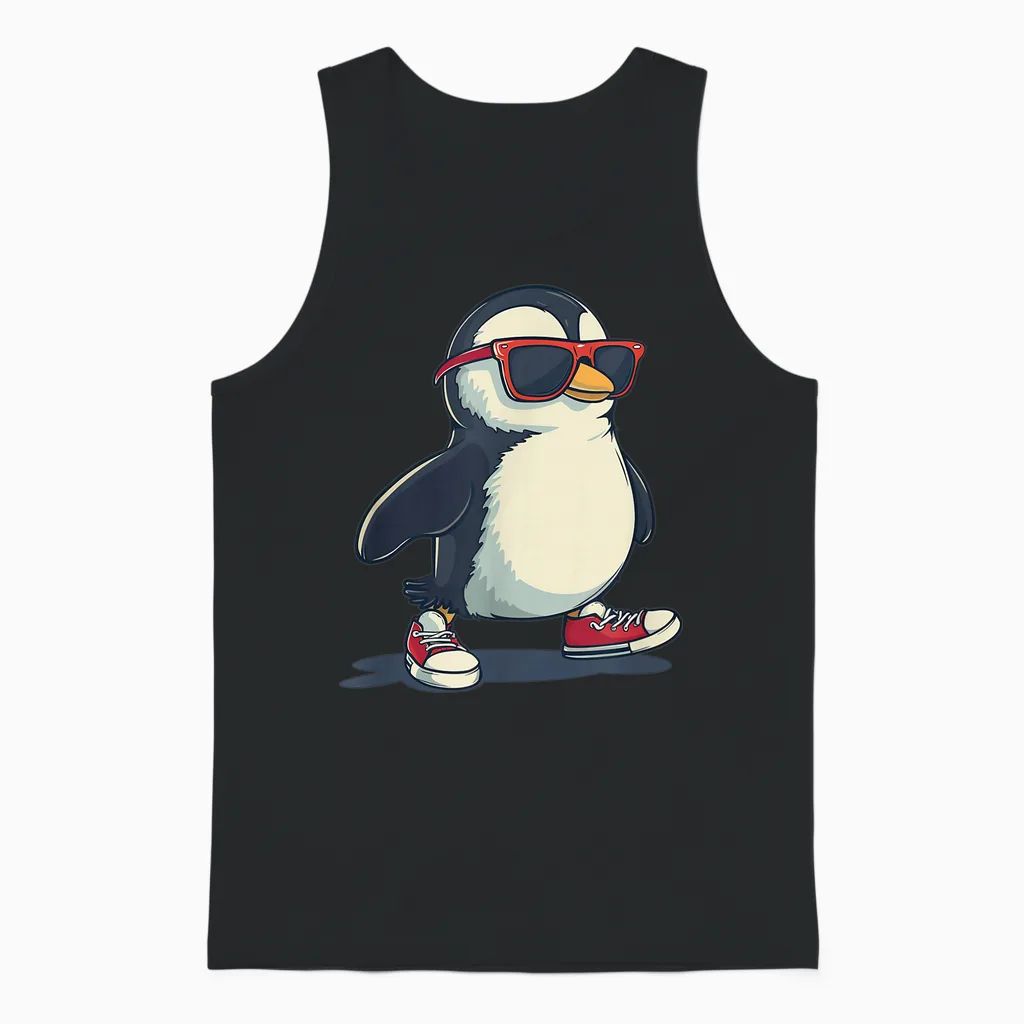 Lustiger Pinguin Mit Coolen Schuhen Und Sonnenbrille Unisex Tank Top in Black