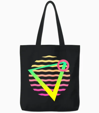 Retro Sunset Style 80s Tote Bags - Black