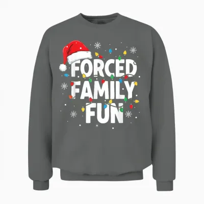 Forced Family Fun Shirt Men Women Kids Christmas Pajamas Unisex Sweatshirt - Graphite Heather
