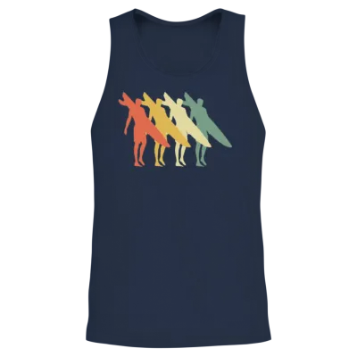 Retro Surfing Unisex Tank Top - Navy