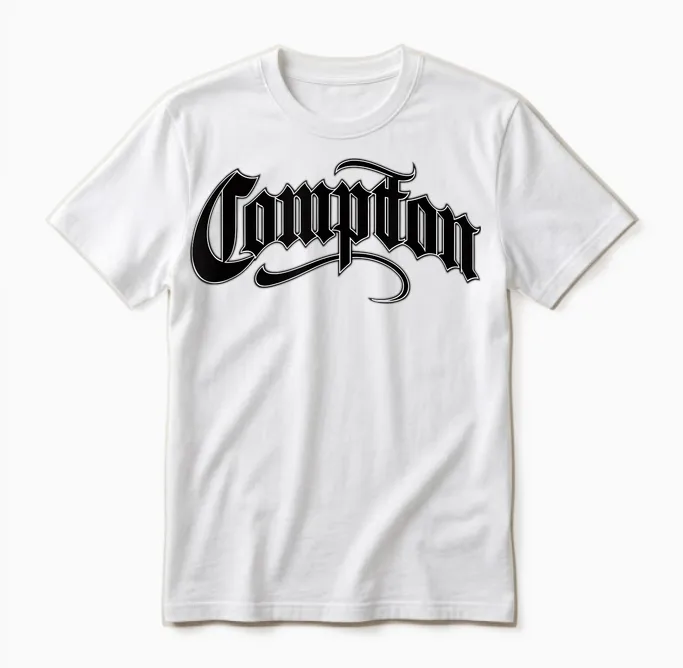 Compton West Coast Gangsta Rap White Style 04 T-Shirt, White, S Unisex T-Shirt in White