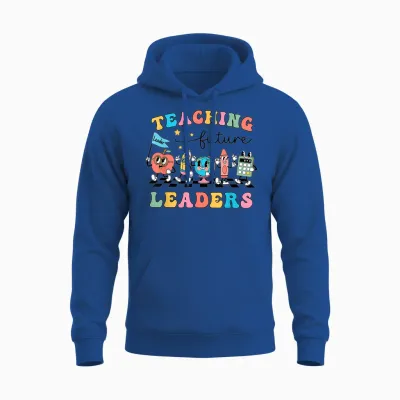 Retro Teaching Future Leaders Groovy Teacher Back to School Men Women Girls Unisex Hoodie - Royal