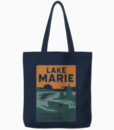 Lake Marie: Standing by Peaceful Waters Tote Bags - Navy