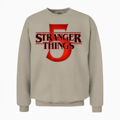 Stranger Things Season 5 Black & Red Logo Unisex Sweatshirt - Sand