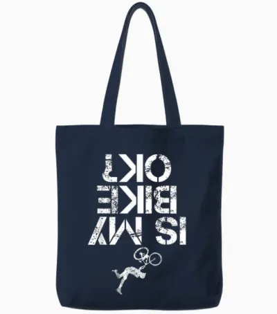Is My Mountain Bike Ok Funny Mountain Biking Biker Gift Tote Bags - Navy
