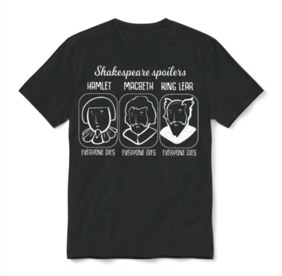 Shakespeare Quote Hamlet Spoiler Teacher Gift Unisex T-Shirt - Black