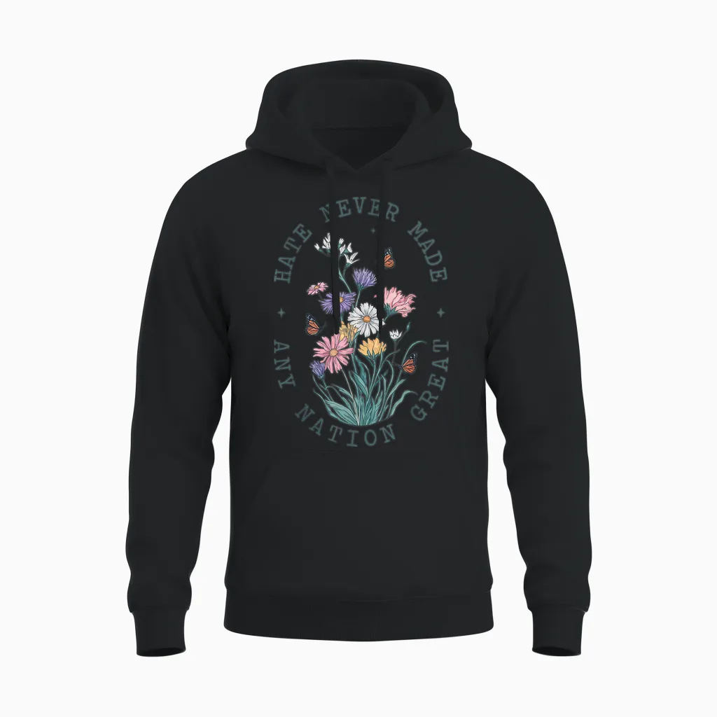 Floral Butterflies Democrat President Liberal Unisex Hoodie in Black