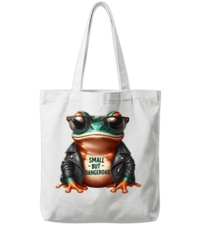 Small but Dangerous Cool Biker Frog Tote Bags - White