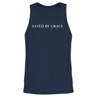 Saved by Grace Christian & Faith Unisex Tank Top - Navy – 2