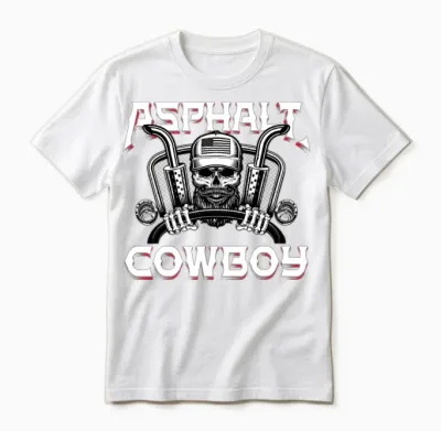 Mens Asphalt Cowboy Funny Truck Driver Trucker Unisex T-Shirt - White