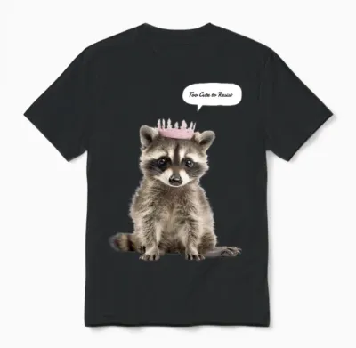 Too Cute to Resist Baby Raccoon Unisex T-Shirt - Black