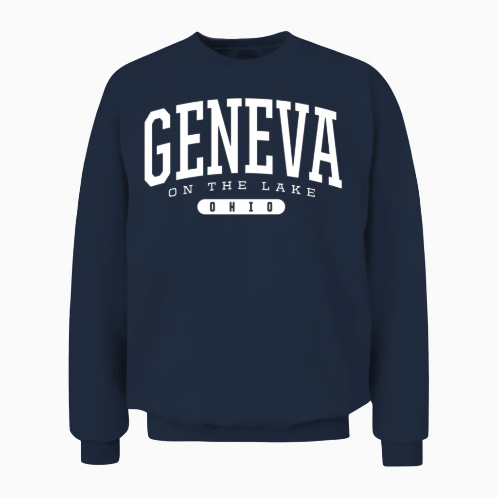 College Style Geneva-On-The-Lake Ohio Unisex Sweatshirt in Navy