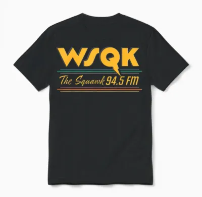 Stranger Things Season 5 Wsqk the Squawk 94.5 Fm Retro Logo Unisex T-Shirt - Black