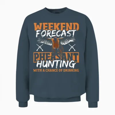 Weekend Forecast Pheasant Hunting with a Chance Unisex Sweatshirt - Dark Heather