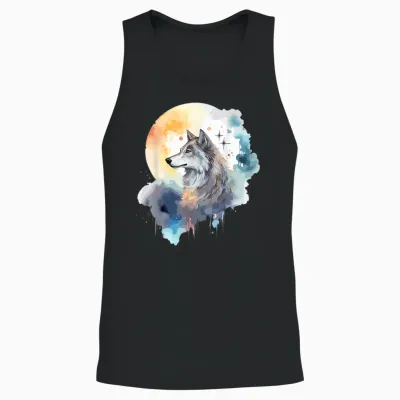 Wolfskopf Aquarell T-Shirt Damen Weiß Eu 38/39 Unisex Tank Top - Black