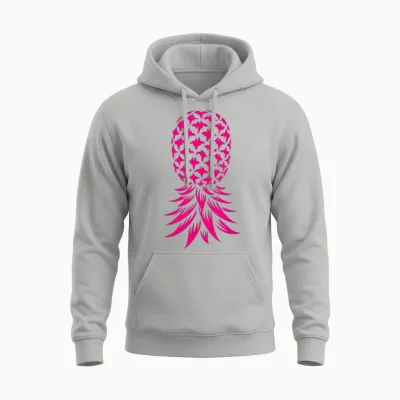 Rosa Umgedrehte Ananas Unisex Hoodie - Ash