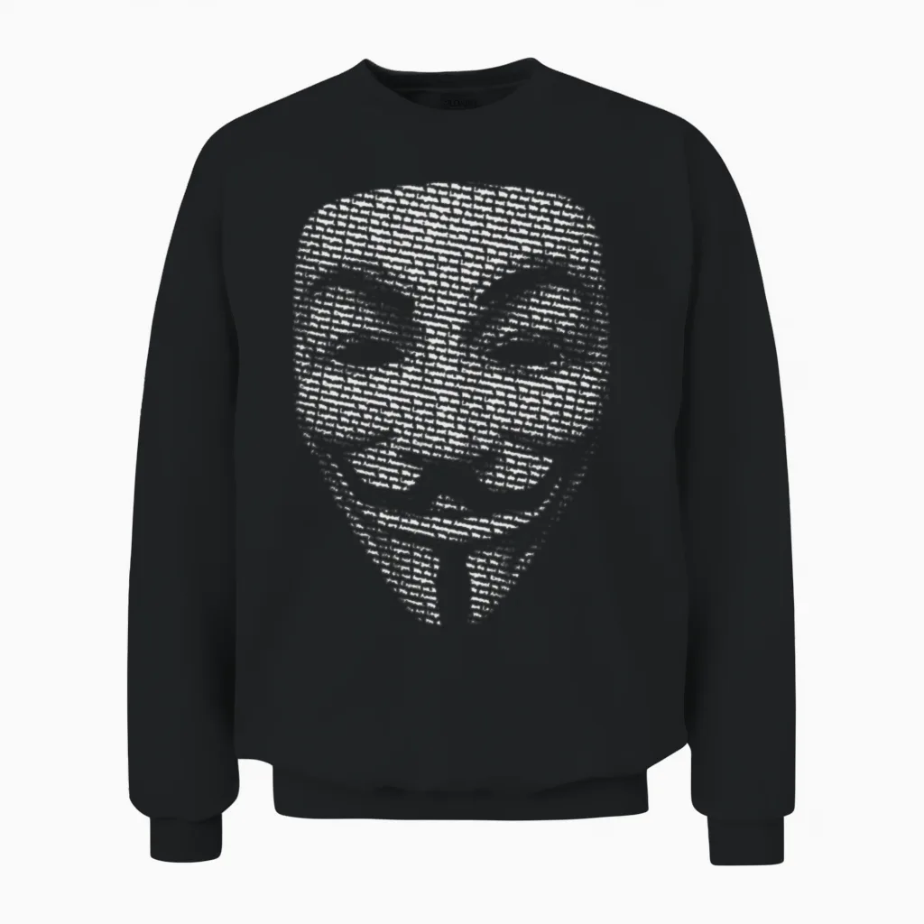 V for Vendetta Mask Guy Fawkes Unisex Sweatshirt in Black