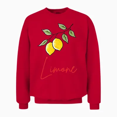 Limone Zitronen Design, Illustration Sommer Obst Motiv Unisex Sweatshirt - Red