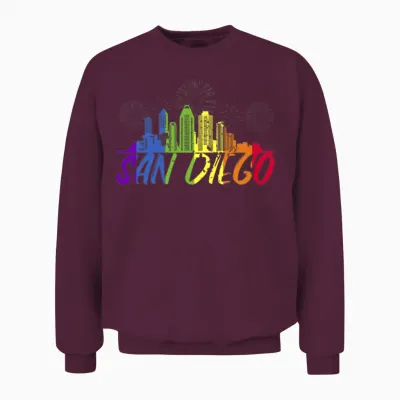 San Diego Pride Skyline, Pride Parade San Diego Unisex Sweatshirt - Maroon