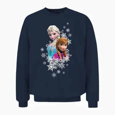 Disney Frozen Anna and Elsa Snowflakes Unisex Sweatshirt - Navy