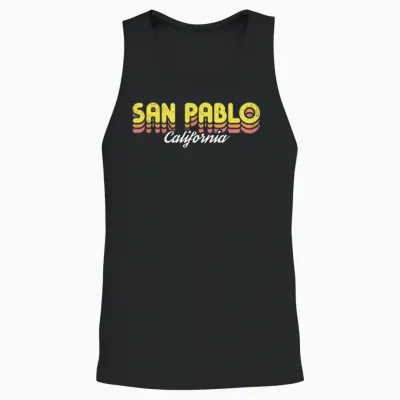 Retro San Pablo California Unisex Tank Top - Black