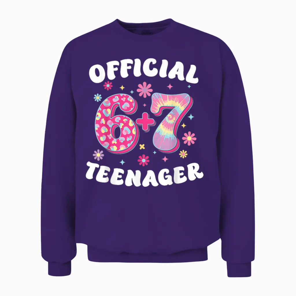 Official 6 Plus 7 Teenager 13 Geburtstag 67 Meme Unisex Sweatshirt in Purple