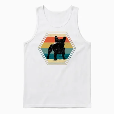 Retro Frenchie Dog Unisex Tank Top - White