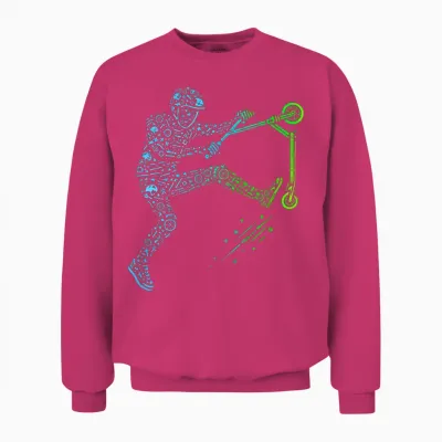 Scooter Stunt Scooter for Boys & Children Cool Scooter Stunt Unisex Sweatshirt - Heliconia