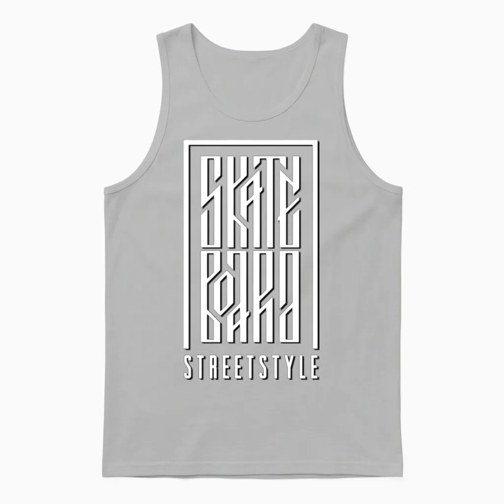 Skateboard Street Style Skateboarder Skateboarding Unisex Tank Top in Ash