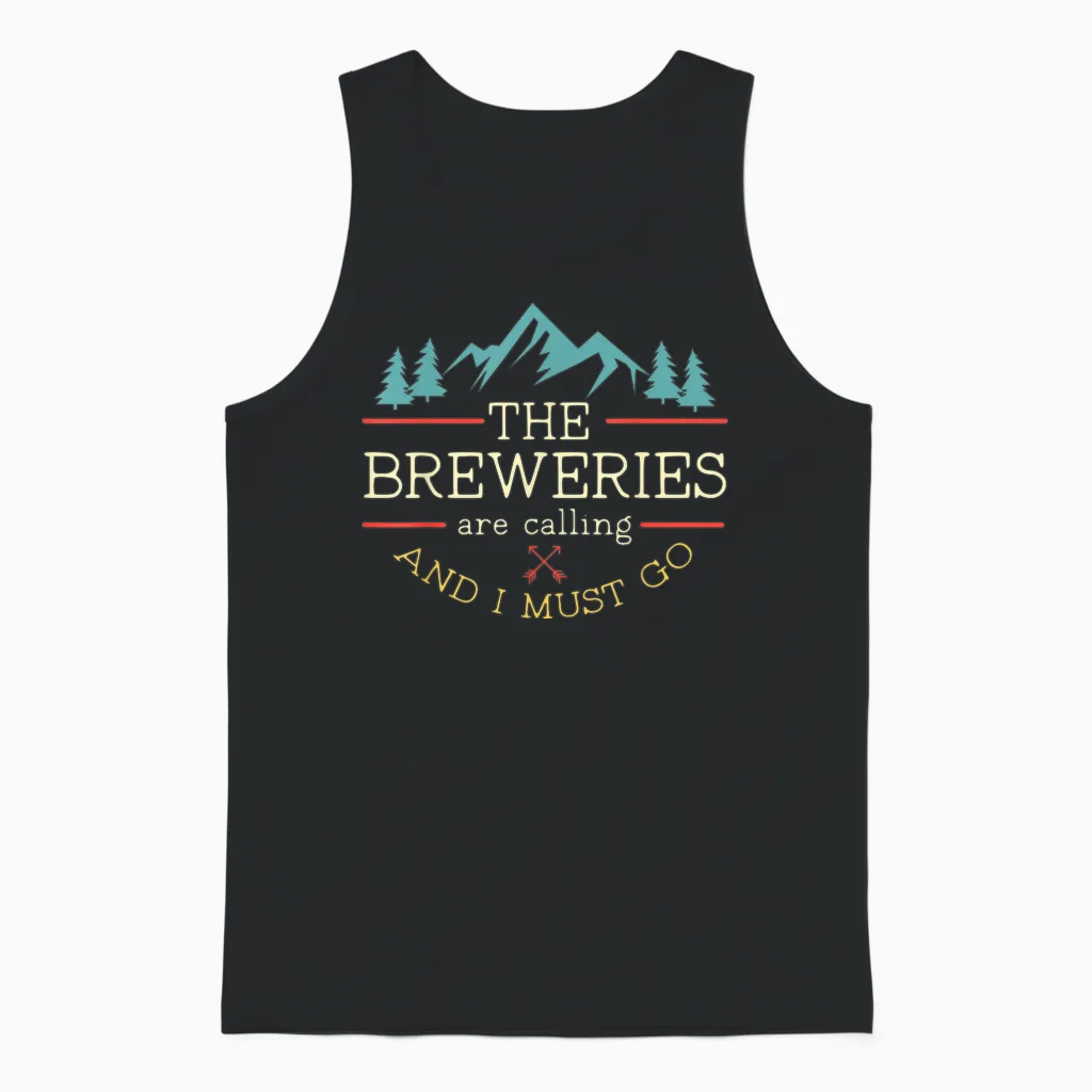 Vintage Beer Breweries Are Calling and I Must Go Craft Beer T-Shirt Small Unisex Tank Top in Black