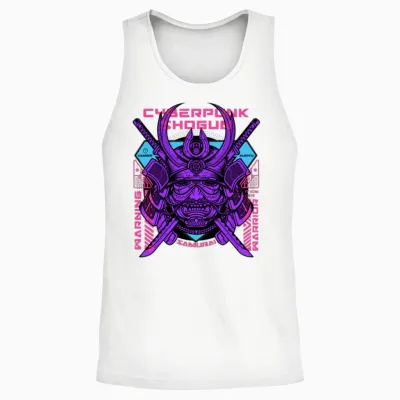 Cyberpunk Shogun Unisex Tank Top - White