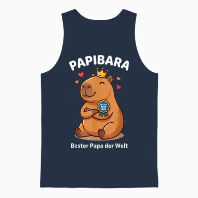 Papibara Capybara Papa Vatertag Lustiger Bester Vater Lustig Unisex Tank Top - Navy