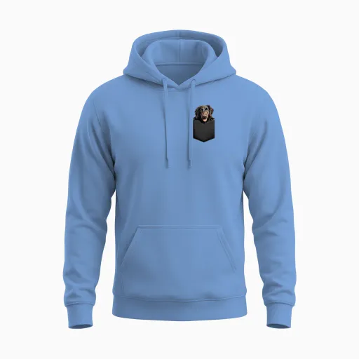 Pet Lover Dog Puppy Flat Coated Retriever in Pocket Unisex Hoodie - Carolina Blue