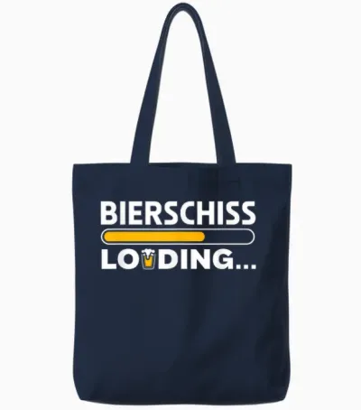 Bierschiss Loading Funny Drinking Suff Party T-Shirt, Black Tote Bags - Navy