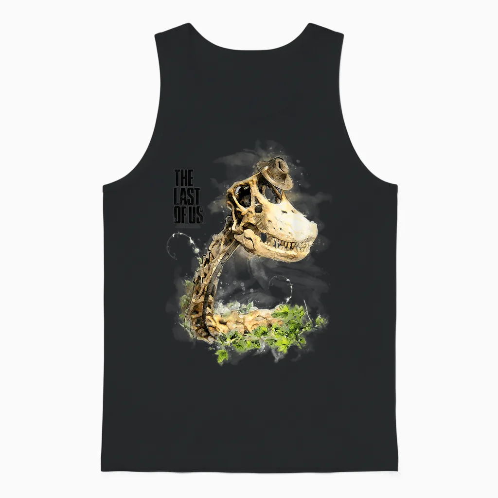 The Last of Us Dinosaur Skeleton Illustration Video Game Unisex Tank Top in Black