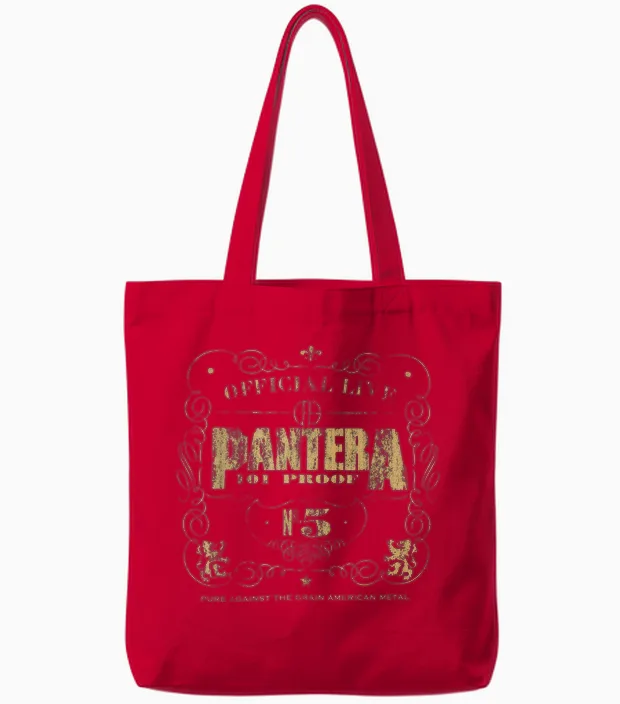 Pantera Official 101 Proof Black Unisex Adult Tote Bags in Red