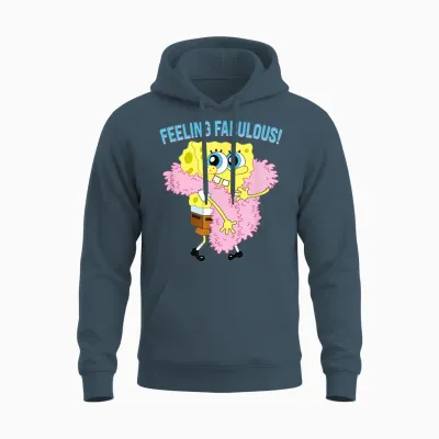 Mademark X Spongebob Squarepants - Spongebob in Feather Boa - Feeling Fabulous! Unisex Hoodie - Dark Heather