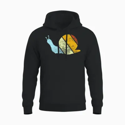 Snail Retro Unisex Hoodie - Black