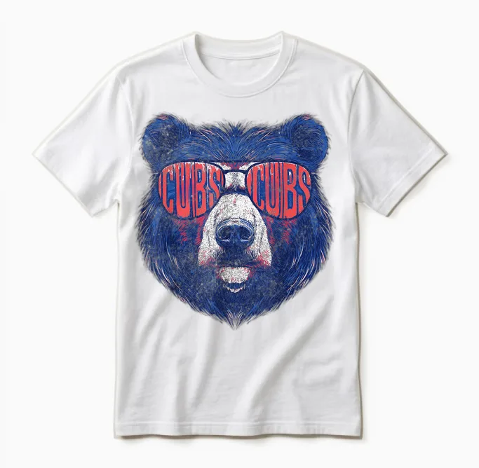 Cubs Wearing Sunglasses Retro Vintage Unisex T-Shirt in White
