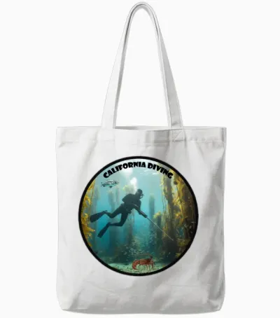 California Freediving Diver with Kelp and Fish Urm Tote Bags - White