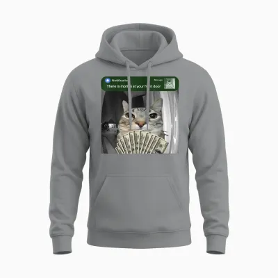There Is Motion at Your Front Door Funny Cat Motion Meme Unisex Hoodie - Sport Grey