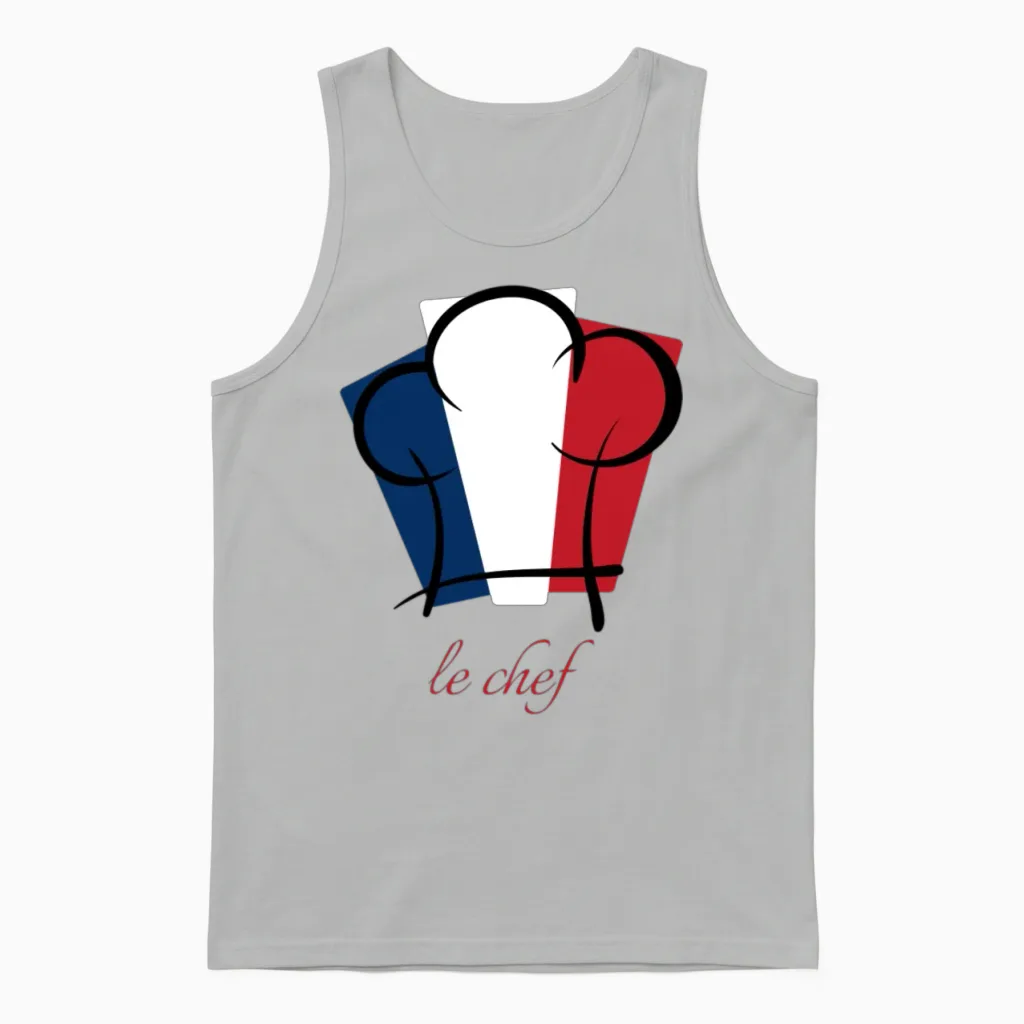 Le Chef. French Food Lover Cook Unisex Tank Top in Ash