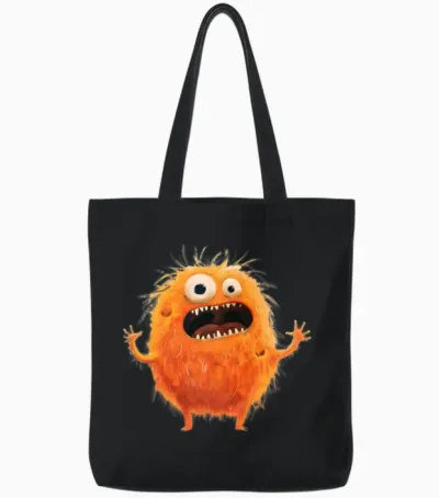 Funny Monster Tote Bags - Black