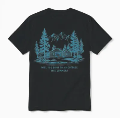 Come to My Cottage This Summer Vintage-Grafik Herren Unisex T-Shirt - Black