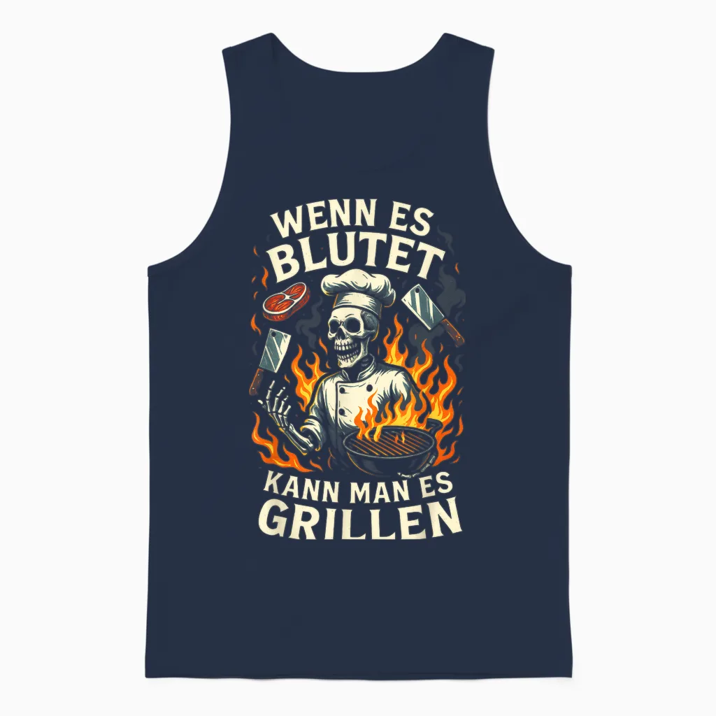 Wenn Es Blutet Kann Man Es Grillen - Bratwurst Unisex Tank Top in Navy